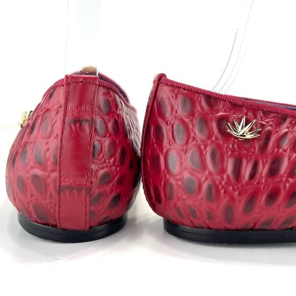 Rare New Red Flat/Loafer Sz 9/39 Jeweled Skull Alligator Leather Karen Beckmann - Picture 5 of 14